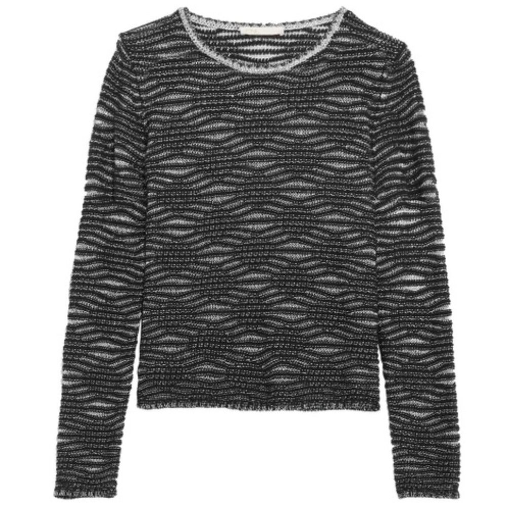 Maje Melodie Jacquard Metallic Open Knit Sweater / Size 1 / Small - Picture 5 of 13